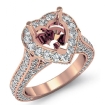 Heart Semi Mount Diamond Engagement Halo Pave Setting Ring 18k Rose Gold 2.1Ct - javda.com 