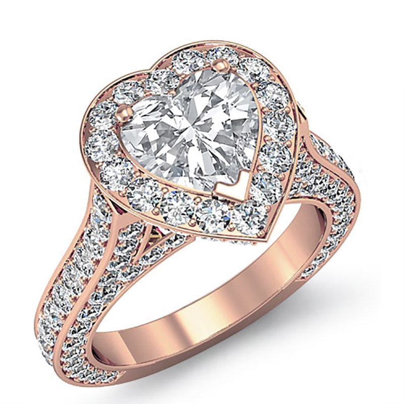 Circa Halo Pave Set Cathedral diamond Ring 14k Rose Gold