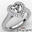 Halo Pave Setting Diamond Engagement Ring 14k White Gold Heart Semi Mount 0.47Ct - javda.com 