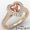 Halo Pave Setting Diamond Engagement Ring 18k Rose Gold Heart Semi Mount 0.47Ct - javda.com 
