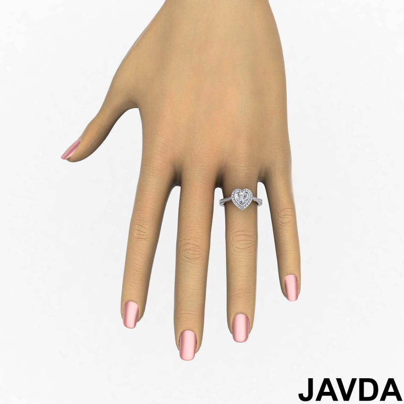 Halo Bezel Pave Set Accents diamond Ring 14k Gold White