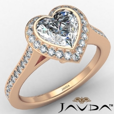 Halo Bezel Pave Set Accents diamond Ring 18k Rose Gold