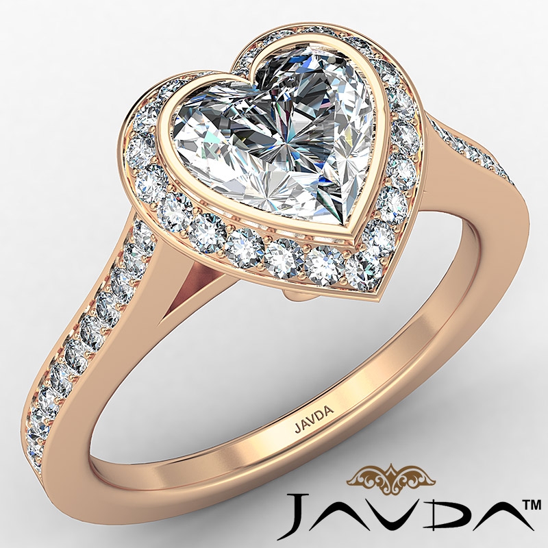 Halo Bezel Pave Set Accents diamond Ring 14k Rose Gold