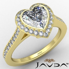 Halo Bezel Pave Set Accents diamond Ring 18k Gold Yellow