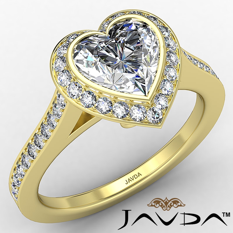 Halo Bezel Pave Set Accents diamond Ring 14k Gold Yellow