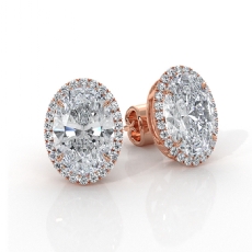 IGI Certified Oval Lab grown Diamond Claw Prong Earring 18k Rose Gold  (4.52Ct. tw.)