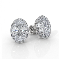 IGI Certified Oval Lab grown Diamond Claw Prong Earring 14k White Gold 4.52ctw.