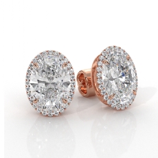 Claw Prong Set Women's Oval Lab Grown Diamond Earring IGI 14k Rose Gold  (5.55Ct. tw.)