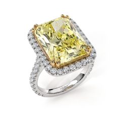 Radiant Fancy Yellow Diamond 14K 2tone Engagement Ring IGI Certified 11.06ctw