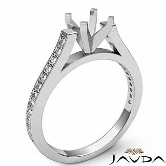 0.25Ct Princess Diamond Engagement Ring Side Stone Setting Platinum 950 Semi Mount