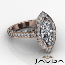 Halo Micro Pave Bridge Accent diamond Ring 18k Rose Gold