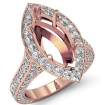 Diamond Engagement Marquise Semi Mount Ring 14k Rose Gold Halo Setting 2.1Ct - javda.com 