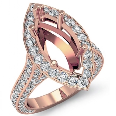 Diamond Engagement Marquise Semi Mount Ring 14k Rose Gold Halo Setting  (2.1Ct. tw.)