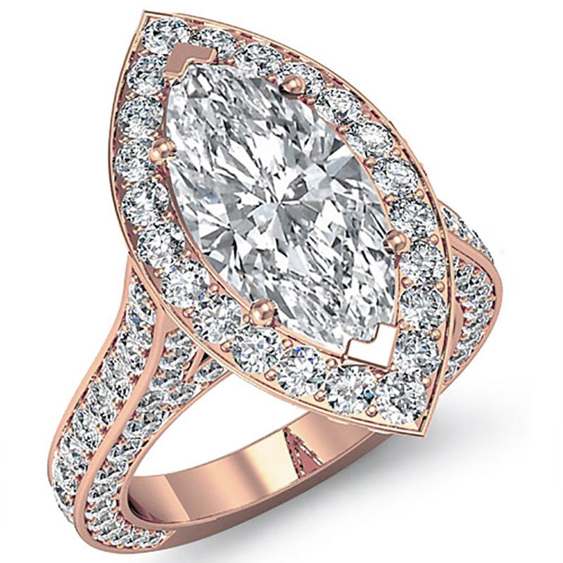 High Setting Halo Pave Set diamond Ring 18k Rose Gold