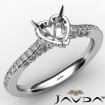 Diamond Engagement Pave Setting Platinum 950 Heart Semi Mount Ring 0.55Ct - javda.com 