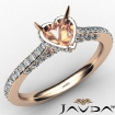 Diamond Engagement Pave Setting 18k Rose Gold Heart Semi Mount Ring 0.55Ct - javda.com 