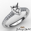 Cathedral Pear Semi Mount Bridge Accent Diamond Engagement Ring Platinum 950 0.61Ct - javda.com 