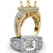 3 Stone Princess Semi Mount Circa Halo Diamond Engagement Ring 14k Yellow Gold 1.85Ct - javda.com 