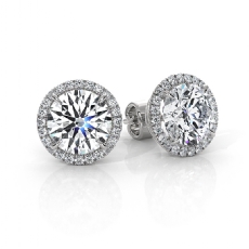 Round Lab Grown Diamond Claw Prong Earring IGI Certified 14k White Gold 4.31ctw.