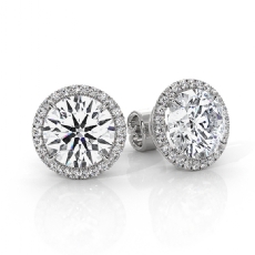 Claw Prong Round Lab Grown Diamond Earring IGI Certified 14k White Gold 5.35ctw.