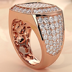 Modern Edge 14k Rose Gold Men's Square Lab Diamond Ring  (3.11Ct. tw.)