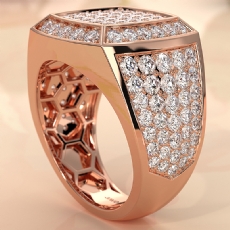 Modern Edge 18k Rose Gold Men's Square Lab Diamond Ring  (3.11Ct. tw.)