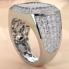 Modern Edge 14K White Gold Men's Square Lab Diamond Ring 3.11ctw