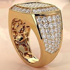 Modern Edge 14k Gold Yellow Men's Square Lab Diamond Ring  (3.11Ct. tw.)
