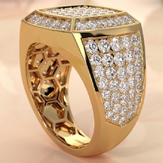 Modern Edge 14k Gold Yellow Men's Square Lab Diamond Ring  (3.11Ct. tw.)