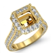 Diamond Engagement Asscher Semi Mount Halo Setting Ring 18k Yellow Gold 2.1Ct - javda.com 