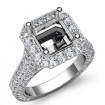 Diamond Engagement Asscher Semi Mount Halo Setting Ring 18k White Gold 2.1Ct - javda.com 