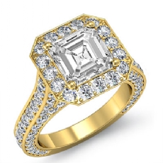 Cathedral Halo Micro Pave diamond Ring 14k Gold Yellow