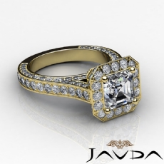 Cathedral Halo Micro Pave diamond Ring 18k Gold Yellow