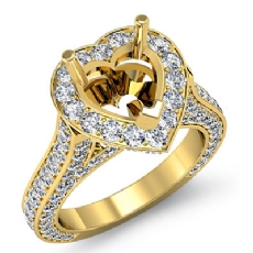 Heart Semi Mount Diamond Engagement Halo Pave Setting Ring 14k Gold Yellow  (2.1Ct. tw.)