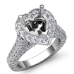 Heart Semi Mount Diamond Engagement Halo Pave Setting Ring 14k White Gold 2.1Ct - javda.com 
