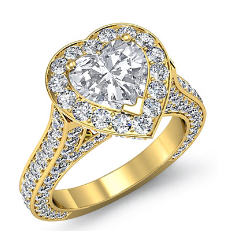 Circa Halo Pave Set Cathedral diamond Ring 18k Gold Yellow