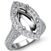 Diamond Engagement Marquise Semi Mount Ring 14k White Gold Halo Setting 2.1Ct - javda.com 