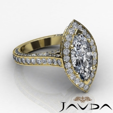 High Setting Halo Pave Set diamond Ring 14k Gold Yellow