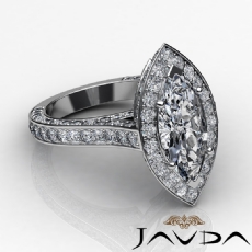 High Setting Halo Pave Set diamond Ring 18k Gold White
