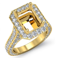 Diamond Engagement Halo Setting Ring Emerald Semi Mount 14k Gold Yellow  (2.1Ct. tw.)