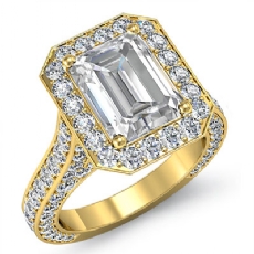 Cathedral Style Halo Pave Set diamond Ring 18k Gold Yellow