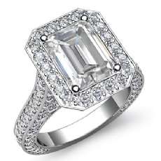 Halo Micro Pave Bridge Accent diamond Ring 14k Gold White
