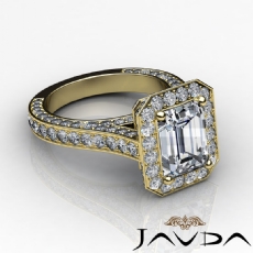 Halo Micro Pave Bridge Accent diamond Ring 14k Gold Yellow