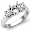 Round Diamond 3 Stone Engagement Semi Mount Ring 14k White Gold 0.5Ct - javda.com 