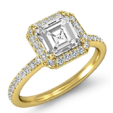 Petite Micropave Set Halo diamond Ring 14k Gold Yellow