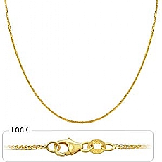 14k Yellow Gold Women's Solid Wheat Chain (1mm,18