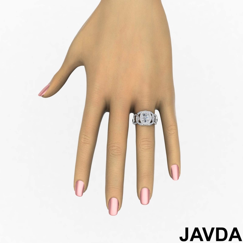 Twisted Style Halo Pave diamond Ring 14k Gold White
