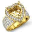 2Ct Halo Pave Setting Diamond Engagement Ring Heart Semi Mount 18k Yellow Gold - javda.com 