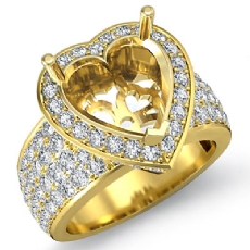 Halo Pave Setting Diamond Engagement Ring Heart Semi Mount 14k Gold Yellow (2Ct. tw.)