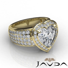 4 Row Shank Halo Pave diamond Ring 14k Gold Yellow